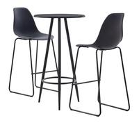 Ziaphsol Ensemble de Meuble Salle à Manger Noir avec Table et 2 chaises de Bar en Plastique Robuste pour Salon, séjour ou Espace Convivial, idéal pour aménager Votre Cuisine ou Bar intérieur