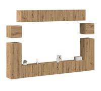 Ziaphsol Ensemble de Meuble TV Mural 8 pièces en chêne Artisanal avec rangements, Support écran, étagères, armoires et Buffet pour Salon, séjour ou Chambre, Design Pratique et Moderne