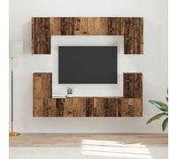 Ziaphsol Ensemble de meuble TV mural en bois avec 5 pièces design bois vieilli, console multimédia polyvalente, espace de rangement, gestion des câbles, convient pour le salon, le home cinéma et la
