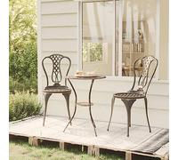 Ziaphsol Ensemble de meubles de bistrot 3 pièces en fonte d'aluminium résistant aux intempéries pour balcon, terrasse, jardin, cour, motif floral romantique