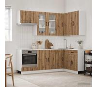 Ziaphsol Ensemble de Meubles de Cuisine Lucca 8 pièces en Bois d'ingénierie chêne Artisanal pour Rangement, Armoire Buffet, vaisselier, étagère, Placard, Meuble Salle à Manger Moderne