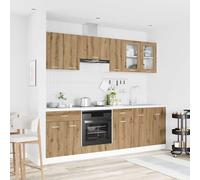 Ziaphsol Ensemble de Meubles de Cuisine Lyon en Bois d'ingénierie 8 pièces pour Rangement Efficace Armoire Buffet vaisselier Placard etagère Chariot Micro Onde Four cafetière