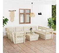 Ziaphsol Ensemble de meubles de jardin à palettes en bois d'épicéa imprégné, ensemble de meubles d'extérieur robustes pour terrasse, balcon, jardin, 60 x 60 cm, durable