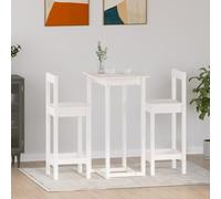 Ziaphsol Ensemble de Meubles de Salle à Manger en Bois de pin Massif Blanc Comprenant Une Table de Bar et Deux chaises pour Espace Convivial séjour Cuisine Famille