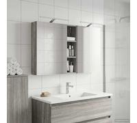 Ziaphsol Ensemble de Meubles de Salle de Bain 3 pièces 120 x 14,5 x 70 cm en Bois d'ingénierie avec Miroir à Deux Faces, éclairage LED, Rangement Mural, idéal pour moderniser Votre Salle de Bain