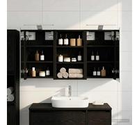 Ziaphsol Ensemble de Meubles de Salle de Bain 3 pièces avec Miroir Double Faces éclairage LED intégré Meuble lavabo Vasque Armoire Rangement Mural