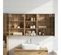 Ziaphsol Ensemble de Meubles de Salle de Bain 3 pièces en Bois d'ingénierie avec Miroir Double Face éclairage LED intégré, Rangement Mural Compact pour Toilette WC Douche