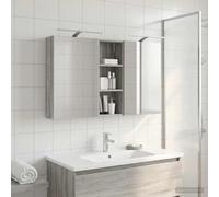 Ziaphsol Ensemble de Meubles de Salle de Bain 3 pièces en Bois d'ingénierie avec Miroir Double Face éclairage LED intégré, Rangement Mural Compact pour Toilettes WC Douche