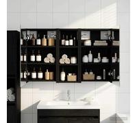 Ziaphsol Ensemble de Meubles de Salle de Bain 3 pièces en Bois d'ingénierie avec Miroir Double Faces éclairage LED intégré, Rangement Mural Compact