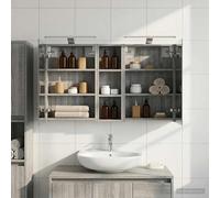 Ziaphsol Ensemble de Meubles de Salle de Bain 3 pièces en Bois d'ingénierie avec Miroir Double Faces éclairage LED USB pour Rangement Mural, Comprenant armoires, placards, tiroirs et étagères