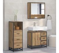 Ziaphsol Ensemble de meubles de salle de bain 3 pièces en chêne Artisan - Montage mural - Meuble de salle de bain - Meuble de salle de bain avec miroir - Meuble sous lavabo - Kit complet pour petites