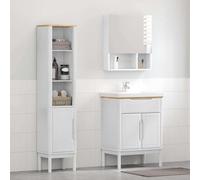 Ziaphsol Ensemble de meubles de salle de bain avec porte Floro 2 pièces en pin massif pour un rangement élégant et peu encombrant dans la salle de bain moderne