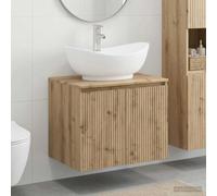 Ziaphsol Ensemble de meubles de salle de bain en chêne artisanal, montage mural avec lavabo, robinet, espace de rangement généreux, design moderne pour rénovation de salle de bain