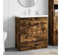 Ziaphsol Ensemble de meubles de salle de bain en chêne fumé avec lavabo, meuble inférieur, tiroir et espace de rangement, meubles pour salle de bain, WC d'invités, 81 x 40 x 84,5 cm, pour intérieur