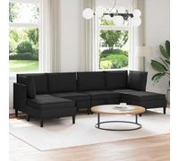 Ziaphsol Ensemble de Meubles pour Le Salon 6 pièces Noir Tissu Polyester Robuste, canapé modulable réversible, Banquette, méridienne avec Rangement, Design scandinave Moderne