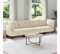 Ziaphsol Ensemble de Meubles pour Salon 4 pièces en Tissu crème avec canapé modulable, Banquette, méridienne et futon Convertible, Design scandinave, Moderne, Robuste et Facile à Entretenir