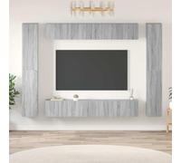 Ziaphsol Ensemble de Meubles TV 10 pièces Sonoma Gris en Bois d'ingénierie pour Salon et séjour avec Support Mural, Grand Espace de Rangement, Design Moderne et Montage Facile