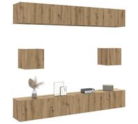 Ziaphsol Ensemble de Meubles TV muraux 6 pièces en chêne Artisanal pour Salon, Support télévision, Rangement Mural, Design Pratique et Robuste, idéal pour séjour et Chambre