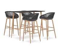 Ziaphsol Ensemble de mobilier de Bar Noir et Gris avec Table et 4 tabourets ergonomiques pour intérieur Moderne, idéal pour Salons, Cuisines ou espaces de réception, Robuste et Durable