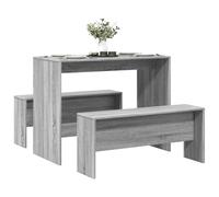 Ziaphsol Ensemble de mobilier de Salle à Manger avec Table et bancs en Bois d'ingénierie Couleur Sonoma Gris pour Cuisine Salon séjour Convivial et Organisation Pratique