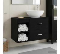 Ziaphsol Ensemble de mobilier de Salle de Bain 2 pièces en Bois d'ingénierie Chêne Noir avec Meuble lavabo Mural, Armoire de Rangement, tiroirs, étagère, Robinet, Siphon pour intérieur