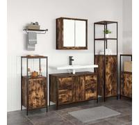 Ziaphsol Ensemble de mobilier de Salle de Bain 3 pièces en Bois d'ingénierie chêne fumé et Noir avec tiroirs et étagères pour Rangement Pratique et Design Contemporain adapté à Tout Espace intérieur