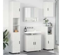 Ziaphsol Ensemble de mobilier de Salle de Bain 5 pièces Blanc Brillant avec Miroir, armoires, placards, rangements, étagères, pour Salle de Bain Moderne et