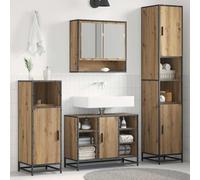 Ziaphsol Ensemble de mobilier de Salle de Bain Chêne Artisanal avec armoires, placards, Miroir, Colonne, tiroirs, Portes Doubles, Design Moderne, Rangement Compact et