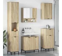 Ziaphsol Ensemble de mobilier de Salle de Bain en Bois d'ingénierie avec tiroir, Armoire, Placard, Colonne, Miroir, pour Rangement Pratique, Design Moderne, adapté à Tous Styles