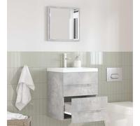 Ziaphsol Ensemble de mobilier de Salle de Bain Gris 41 x 38,5 x 48 cm avec Armoire et tiroirs, Design Moderne pour Espace Compact et Rangement Pratique pour Salle de Bain