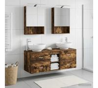 Ziaphsol Ensemble de mobilier de Salle de Bain Moderne en Bois d'ingénierie avec miroirs Double Face et lumières LED intégrées pour Espace Compact et Rangement Pratique