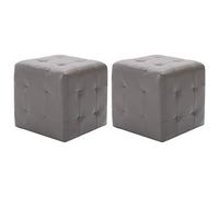 Ziaphsol Ensemble de pouf en cuir synthétique gris avec cadre en bois, 30 x 30 x 30 cm, 2 repose-pieds rembourrés pour salon, chambre à coucher, couloir, pour l'ordre et le confort