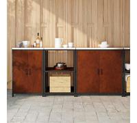 Ziaphsol Ensemble de Rangement Cuisine HATTEM 3 pièces Acier rouillé Meuble de Cuisine Armoire Buffet vaisselier avec Portes et étagères pour Salle à Manger ou Salon