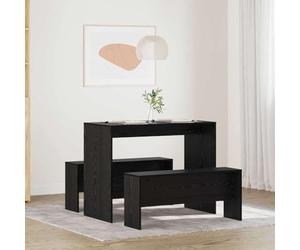 Ziaphsol Ensemble de Salle à Manger 2 pièces en Bois d'ingénierie Chêne Noir pour intérieur, Table et Banc, idéal pour Repas en Famille, Salon ou séjour, Style Contemporain Pratique et Durable