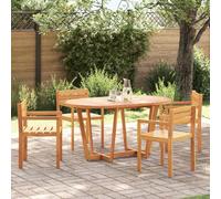 Ziaphsol Ensemble de Salle à Manger de Jardin 5 pièces en Bois Massif d'acacia huilé avec Table Ovale 150x90 cm et 4 chaises Confortables pour terrasse Balcon Patio Repas détente