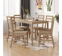 Ziaphsol Ensemble de salle à manger en bois massif d'acacia 7 pièces, table à manger 110 x 70 cm avec 6 chaises pour salle à manger, cuisine, salon, famille, repas, salle à manger