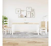 Ziaphsol Ensemble de Salle à Manger Panama 3 pièces Blanc en Bois de pin Massif avec Table et chaises, idéal pour Cuisine, Salon ou séjour, Design Convivial, Solide et Facile à Entretenir