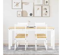 Ziaphsol Ensemble de Salle à Manger Panama 5 pièces en Bois de pin Massif Blanc avec Table et chaises pour Cuisine Salon Convivial, Robuste et Facile à Entretenir