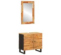 Ziaphsol Ensemble de salle de bain avec espace de rangement 2 pièces en bois massif de manguier avec miroir pour un design moderne pour l'intérieur