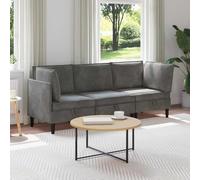Ziaphsol Ensemble de salon 3 pièces en velours gris foncé avec cadre en contreplaqué, 2 canapés d'angle et siège central, espace de rangement pour intérieur