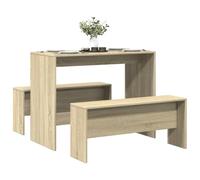 Ziaphsol Ensemble de table 3 pièces en chêne Sonoma avec 2 bancs, table à manger et banc pour salle à manger, cuisine, salon, pour repas en famille et invités