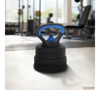 Ziaphsol Ensemble d'haltères courts réglables 4 en 1 de 20 kg avec haltère, kettlebell et disques, noir et bleu, pour musculation, haltérophilie, fitness et entraînement à domicile
