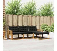 Ziaphsol Ensemble Meuble canapé d'extérieur 4 pcs en Bois d'acacia Massif Naturel et Noir, modulable pour Jardin terrasse, Design résistant aux intempéries, Confort et durabilité assurés
