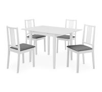 Ziaphsol Ensemble Meuble Salle à Manger 5 pièces en MDF Blanc Table Extensible et chaises Confortables pour Cuisine séjour Famille Organisation Espace Convivial