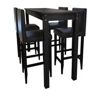 Ziaphsol Ensemble Meuble Salle à Manger avec Table de Bar et 4 tabourets Noirs en Cuir synthétique pour Cuisine Salon séjour Convivial