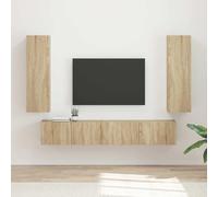 Ziaphsol Ensemble Meuble TV 3 pièces Chêne Sonoma Bois d'ingénierie pour Salon Moderne avec Support Mural, Rangement et étagères pour téléviseur, Console, Armoire, Buffet