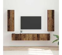 Ziaphsol Ensemble Meuble TV 3 pièces en Bois Ancien Design Moderne pour Salon, Support Mural, Rangement Pratique, étagères et Portes, idéal pour téléviseur, Console et décoration