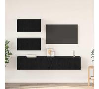 Ziaphsol Ensemble Meuble TV 4 pièces en Bois d'ingénierie Finition chêne Noir pour Salon Moderne avec Portes à charnières et Montage Facile idéal pour Espace optimisé et décoration contemporaine