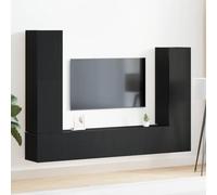 Ziaphsol Ensemble Meuble TV 6 pièces en Bois d'ingénierie Finition chêne Noir pour Salon Moderne avec Portes à charnières étagères Support Mural et Rangement Pratique
