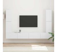 Ziaphsol Ensemble Meuble TV 8 pièces Blanc Bois d'ingénierie Moderne pour Salon séjour Chambre avec Rangement tiroirs Portes coulissantes Support écran
